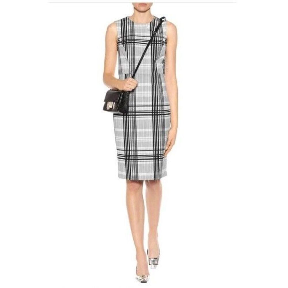 DIANE VON FURSTENBERG Sheath Dress Black White Darnley Plaid Tailored Lined 8